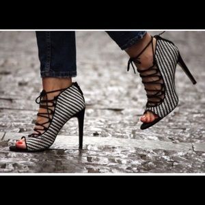 ZARA Checkered Lace Up Heels